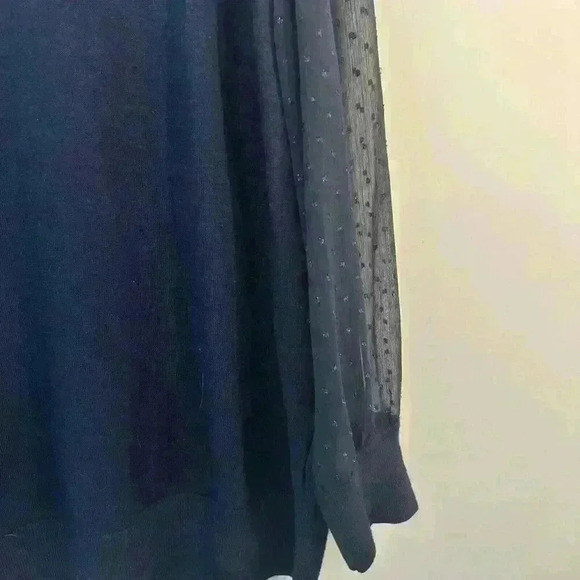 Loft Women’s Dark Blue Dressy Sweater With Sheer Detailed Sleeves Size 20/22 - Picture 6 of 13